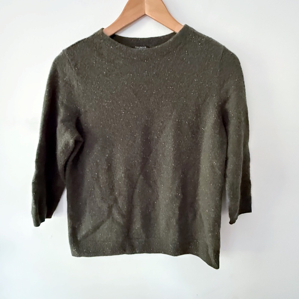 Talbots Sweater Womens Large P Cashmere Donegel Knit Fisherman Twee Preppy Money